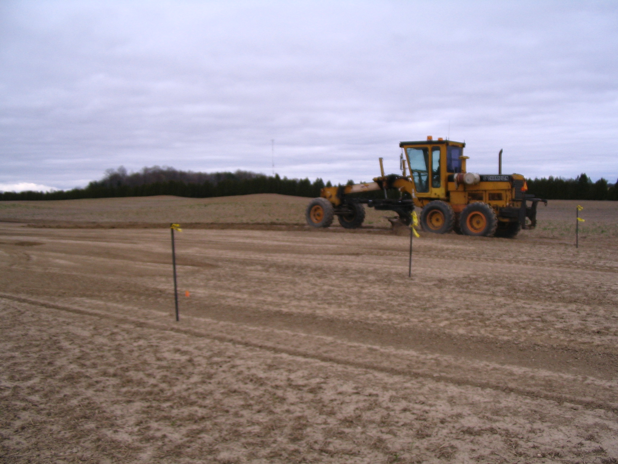 A grader was used to prepare the surface for seeding.