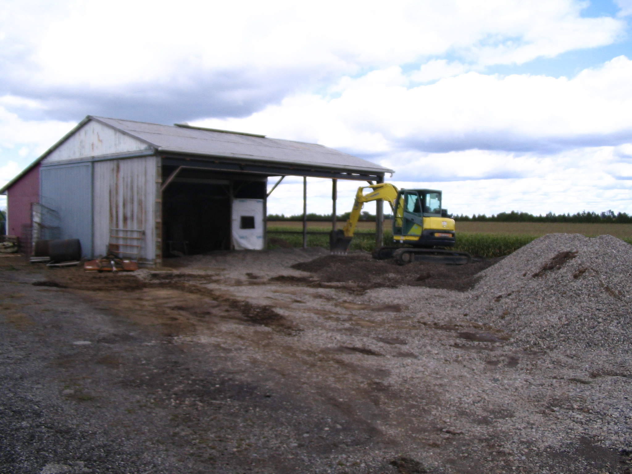We brought in 11 loads of stone to level the approach to hanger